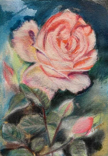 Drawing titled "Rose" by Sophie Boyer, Original Artwork, Pastel