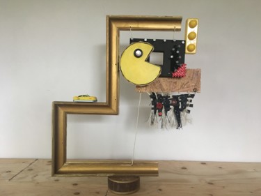 Sculpture titled "Periode Jaune : emp…" by Sophie Canu, Original Artwork, Wood