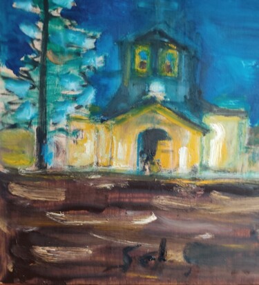 Картина под названием "Eglise St Vincent d…" - Sophie-Charlotte Lafargue De Grangeneuve, Подлинное произведение искусства, М…