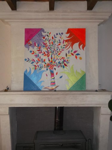 Peinture intitulée "peinture-arbre-de-v…" par Sofia, Œuvre d'art originale, Acrylique