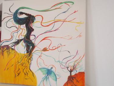 Peinture intitulée "Créatures du vent" par Sofia, Œuvre d'art originale, Acrylique