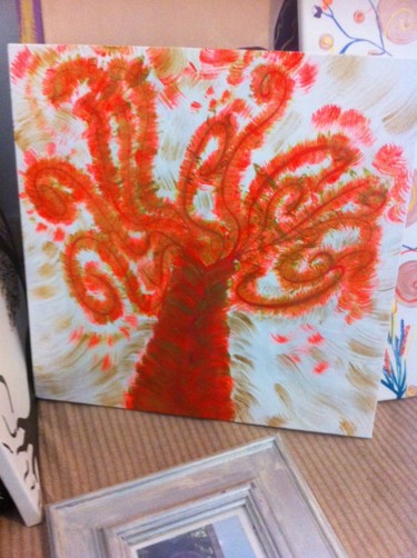 Peinture intitulée "Baobab fluo" par Sofia, Œuvre d'art originale, Acrylique