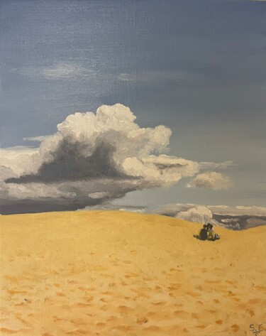 Peinture intitulée "Nuage de sable" par Sophie Cousineau, Œuvre d'art originale, Huile Monté sur Châssis en bois