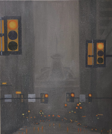 Картина под названием "Philadelphia" - Sophie Cousineau, Подлинное произведение искусства, Масло Установлен на Деревянная ра…