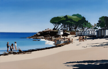 Malerei mit dem Titel "Balade à la plage" von Sophie Couturier, Original-Kunstwerk, Öl