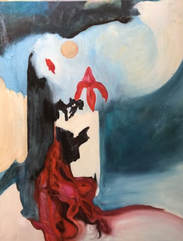 Pittura intitolato "le vase de Georgia" da Sophie De Ruays, Opera d'arte originale, Olio Montato su Telaio per barella in le…