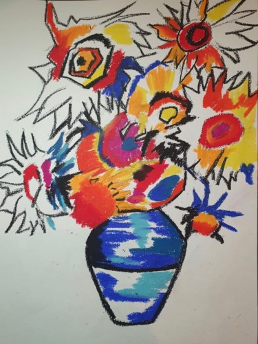 Dibujo titulada "Les tournesols" por Sophie Debrade, Obra de arte original, Pastel