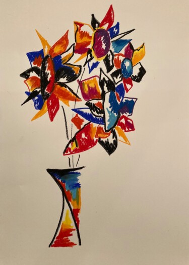 Рисунок под названием "TOURNEZ FLEURETTES" - Sophie Debrade, Подлинное произведение искусства, Пастель