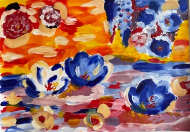 Pittura intitolato "Fleurs au soleil co…" da Sophie Debrade, Opera d'arte originale, Acrilico