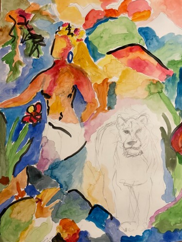 Peinture intitulée "Les lionnes" par Sophie Debrade, Œuvre d'art originale, Acrylique