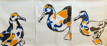 Pittura intitolato "Trio d’albatros" da Sophie Debrade, Opera d'arte originale, Inchiostro