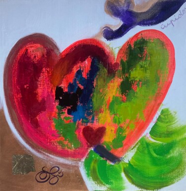 Картина под названием "Cupidon" - Sophie Defebvre, Подлинное произведение искусства, Масло Установлен на Деревянная рама для…