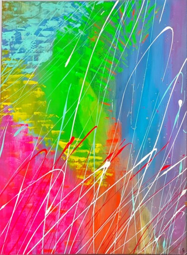 Painting titled "Rainbow" by Sophie Delporte, Original Artwork, Acrylic Mounted on Wood Stretcher frame