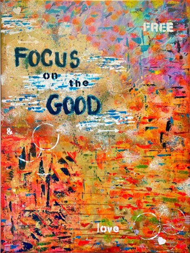Painting titled "Positivity" by Sophie Delporte, Original Artwork, Acrylic Mounted on Wood Stretcher frame