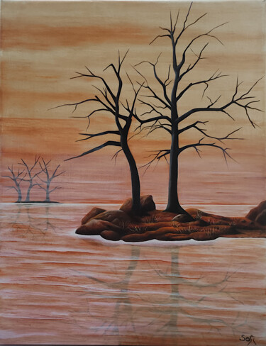 Malerei mit dem Titel "L'abandon" von Sophie Detrez, Original-Kunstwerk, Öl Auf Keilrahmen aus Holz montiert