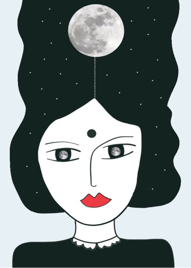 Digitale Kunst getiteld "Moon woman" door Sophie Di Malta, Origineel Kunstwerk