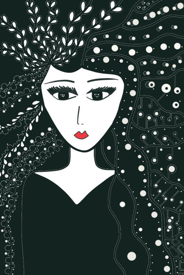 Digital Arts titled "Woman with stars" by Sophie Di Malta, Original Artwork