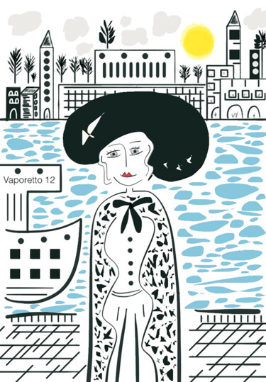 Arts numériques intitulée "Woman in Venise 3" par Sophie Di Malta, Œuvre d'art originale, Peinture numérique