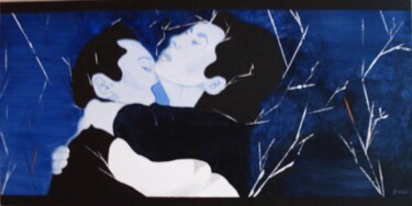 Malerei mit dem Titel "cinéma japanisant" von Sophie Dubau, Original-Kunstwerk, Öl