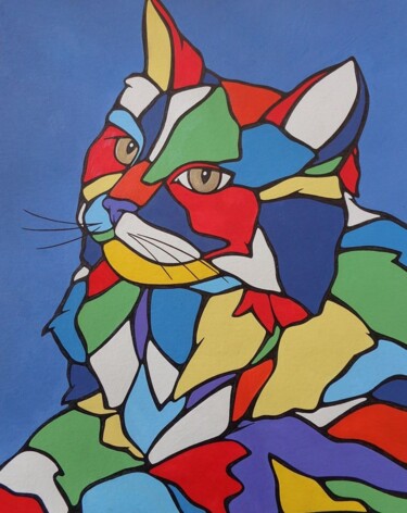 Drawing titled "Chat" by Sophie Dumont (heavenly), Original Artwork, Acrylic