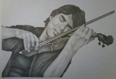 Disegno intitolato "Le violoniste." da Sophie Dumont (heavenly), Opera d'arte originale, Grafite