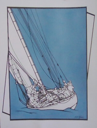 Dibujo titulada "Le voilier." por Sophie Dumont (heavenly), Obra de arte original, Acrílico