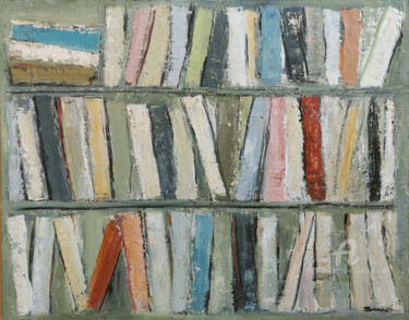 Painting titled "bibliotheque 7" by Sophie Dumont, Original Artwork, Oil