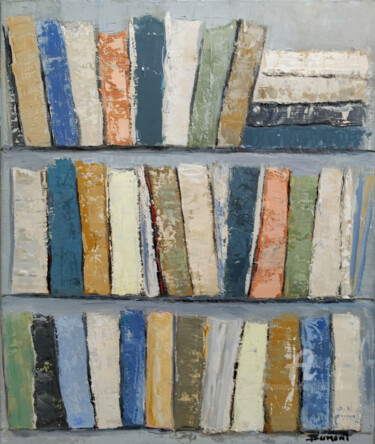 Pintura intitulada "les livres" por Sophie Dumont, Obras de arte originais, Óleo