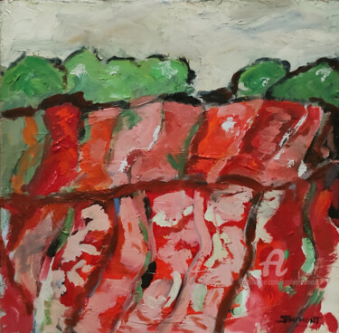 Malerei mit dem Titel "les champs de fleurs" von Sophie Dumont, Original-Kunstwerk, Öl