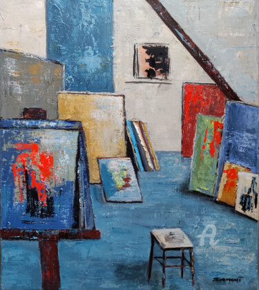 Malerei mit dem Titel "atelier 5" von Sophie Dumont, Original-Kunstwerk, Öl