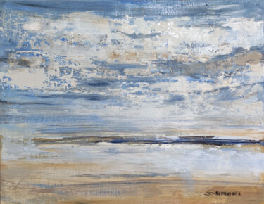 Painting titled "plage normande" by Sophie Dumont, Original Artwork, Oil