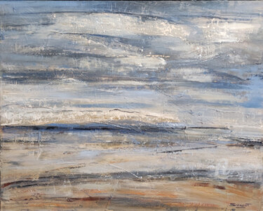 Painting titled "seascape" by Sophie Dumont, Original Artwork, Oil Mounted on Wood Stretcher frame