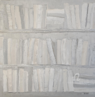 Malerei mit dem Titel "la bibliotheque bla…" von Sophie Dumont, Original-Kunstwerk, Öl