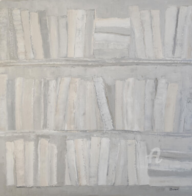 Painting titled "la bibliotheque bla…" by Sophie Dumont, Original Artwork, Oil