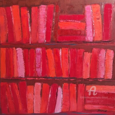 Painting titled "red books" by Sophie Dumont, Original Artwork, Oil