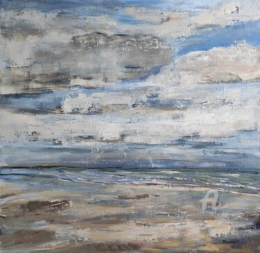 Картина под названием "ciel gris en Norman…" - Sophie Dumont, Подлинное произведение искусства, Масло Установлен на Деревянн…
