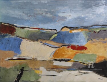 Pittura intitolato "paysage de campagne…" da Sophie Dumont, Opera d'arte originale, Olio