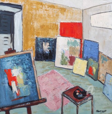 Painting titled "atelier 12" by Sophie Dumont, Original Artwork, Oil