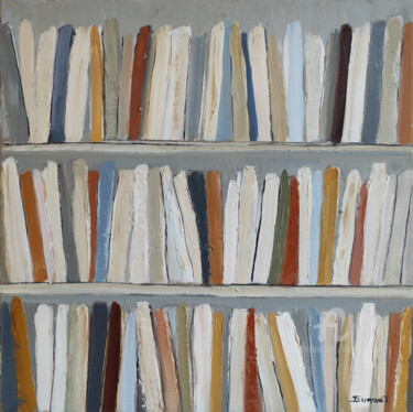 Pintura intitulada "les livres de poche" por Sophie Dumont, Obras de arte originais, Óleo Montado em Armação em madeira