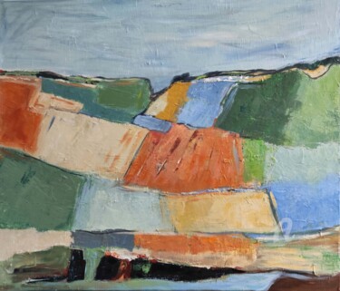 Painting titled "France" by Sophie Dumont, Original Artwork, Oil Mounted on Wood Stretcher frame