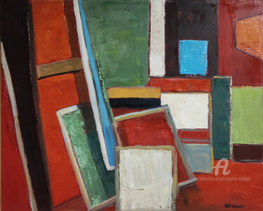 Painting titled "atelier 22" by Sophie Dumont, Original Artwork, Oil Mounted on Wood Stretcher frame