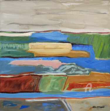 Malerei mit dem Titel "champs en fête" von Sophie Dumont, Original-Kunstwerk, Öl