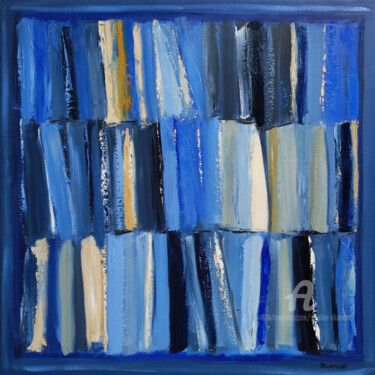Картина под названием "lecture en bleu maj…" - Sophie Dumont, Подлинное произведение искусства, Масло Установлен на Деревянн…