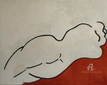 Картина под названием "Courbes" - Sophie Dumont, Подлинное произведение искусства, Масло Установлен на Деревянная рама для н…