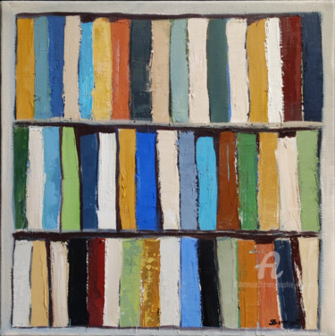 Painting titled "Gamme litteraire 2" by Sophie Dumont, Original Artwork, Oil Mounted on Wood Stretcher frame