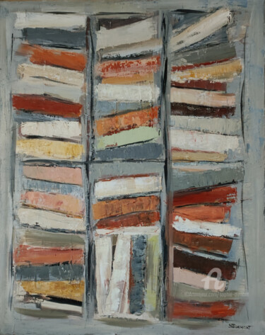 Peinture intitulée "bibliothèque 6" par Sophie Dumont, Œuvre d'art originale, Huile