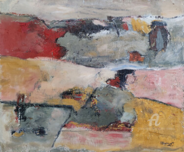 Картина под названием "champs d'automne" - Sophie Dumont, Подлинное произведение искусства, Масло Установлен на Деревянная р…