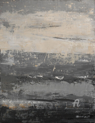 Schilderij getiteld "temps gris" door Sophie Dumont, Origineel Kunstwerk, Olie