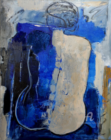 Pintura titulada "le nu bleu" por Sophie Dumont, Obra de arte original, Oleo