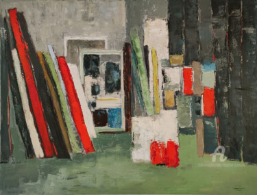 Painting titled "l'atelier" by Sophie Dumont, Original Artwork, Oil